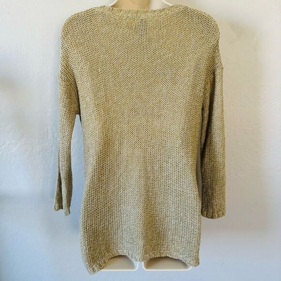 Quinn Sweater scoop neck tan and ivory marled rare 1990’s fisherman swea… - Picture 4 of 8